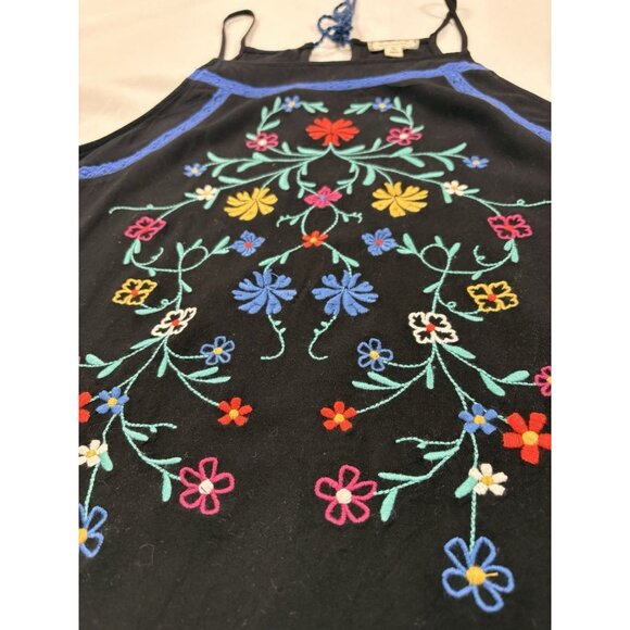 Eyeshadow Boho Tank Top XL Black Floral Embroidered - Picture 5 of 8